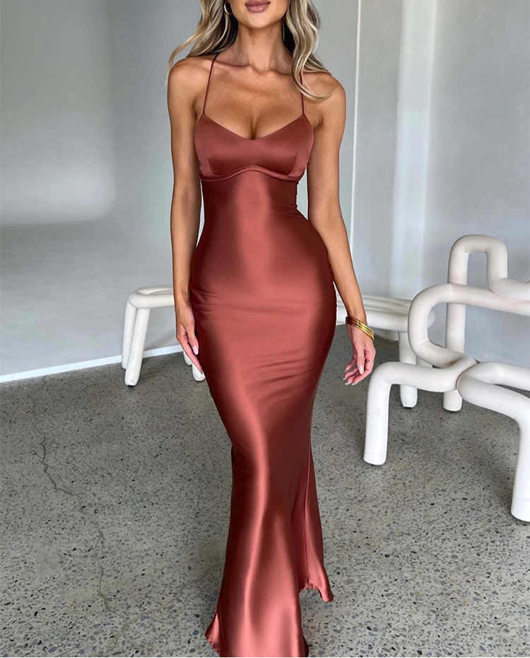 Satin Backless Gown