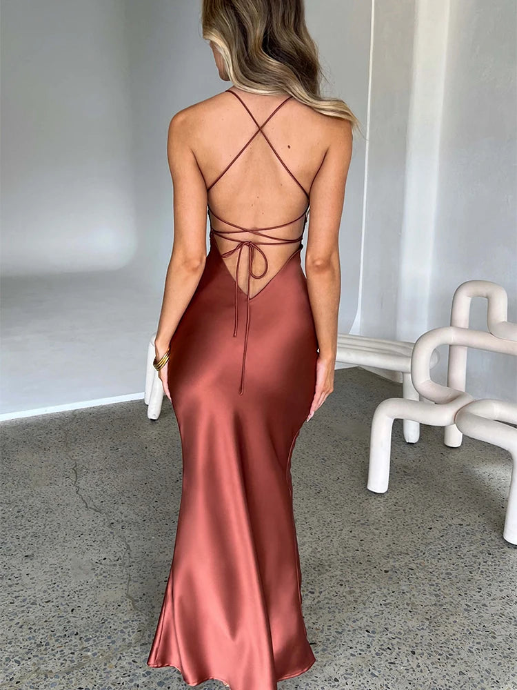 Satin Backless Gown