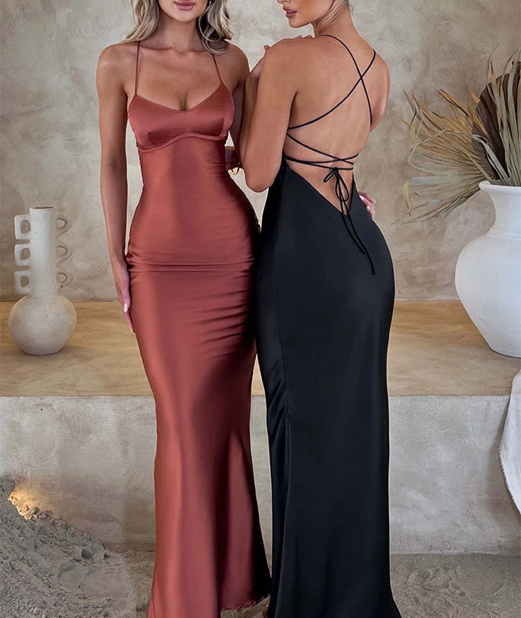 Satin Backless Gown