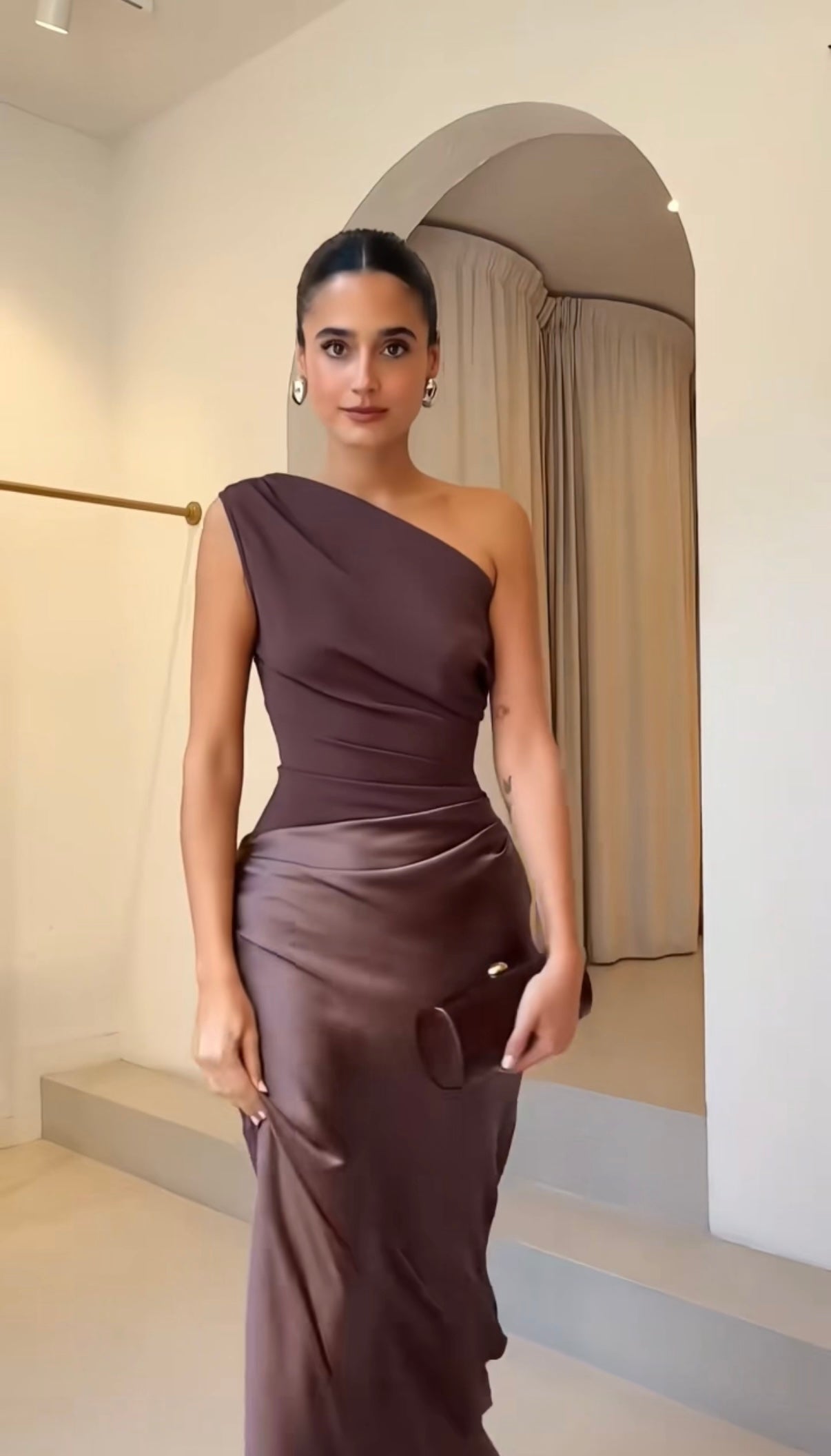Ophelia One-Shoulder Satin Gown