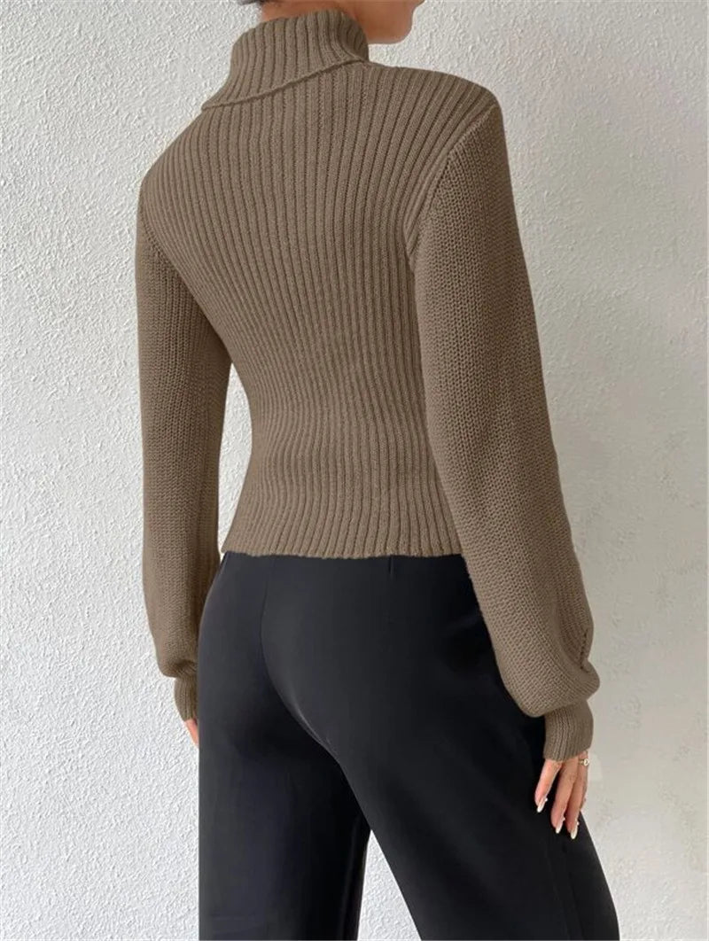 Cut-Out Turtleneck Sweater