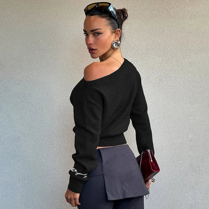 Effortlessly Chic Off-Shoulder Knit Sweater