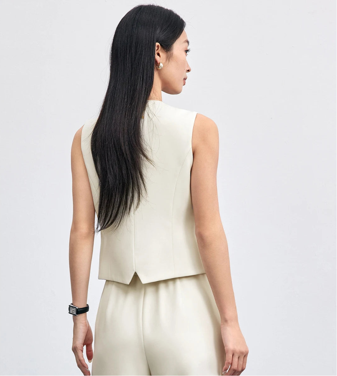 Tailored Elegance Suit Vest – Ivory