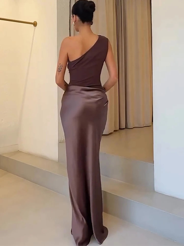 Ophelia One-Shoulder Satin Gown