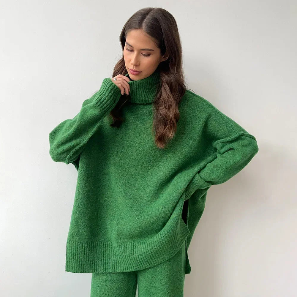 Cozy Knit Turtleneck Sweater Set