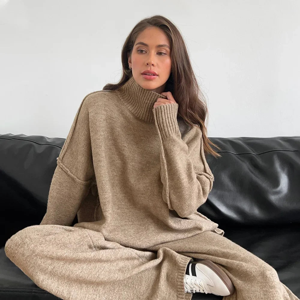 Cozy Knit Turtleneck Sweater Set
