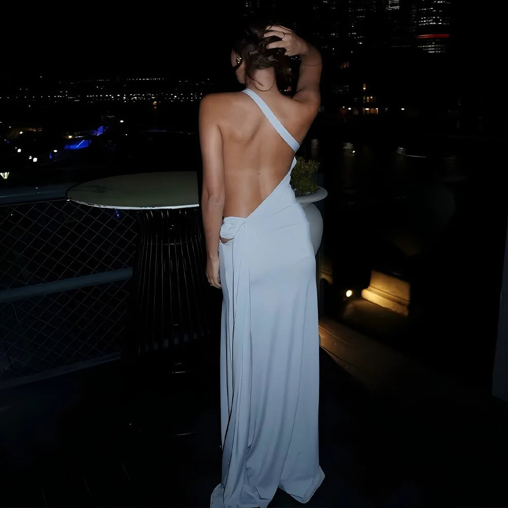 Backless One-Shoulder Maxi