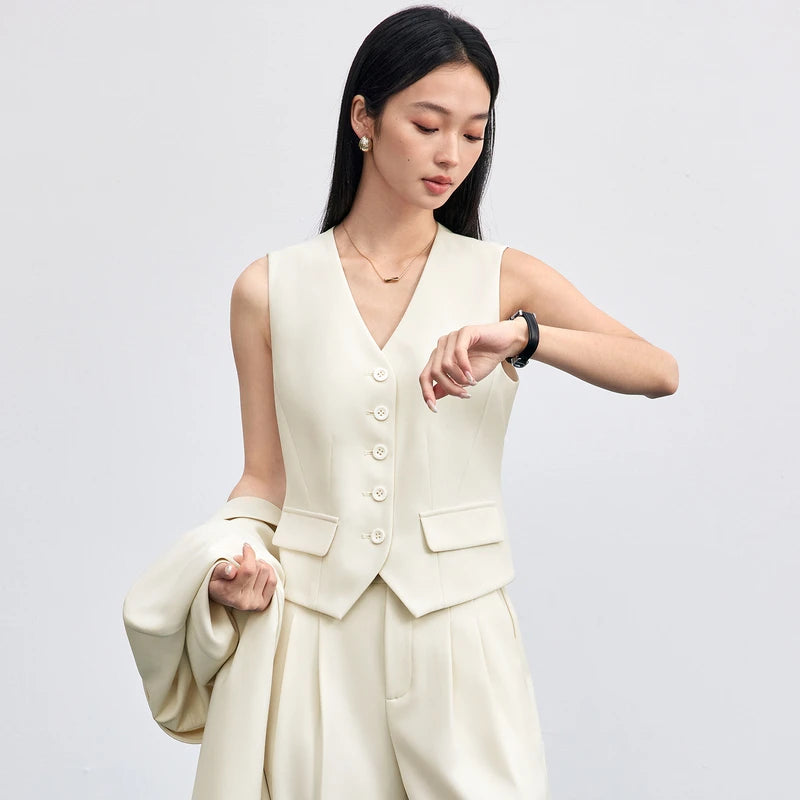 Tailored Elegance Suit Vest – Ivory