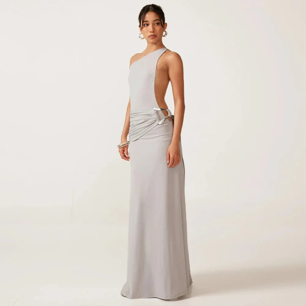 Backless One-Shoulder Maxi