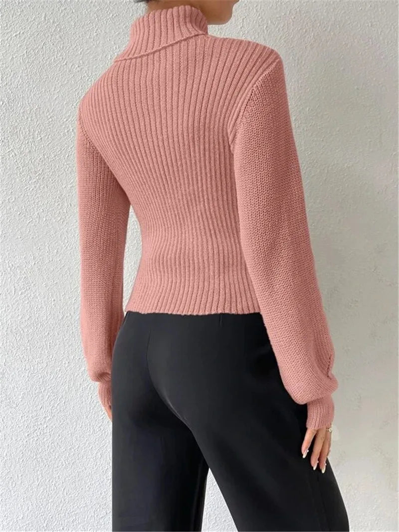 Cut-Out Turtleneck Sweater