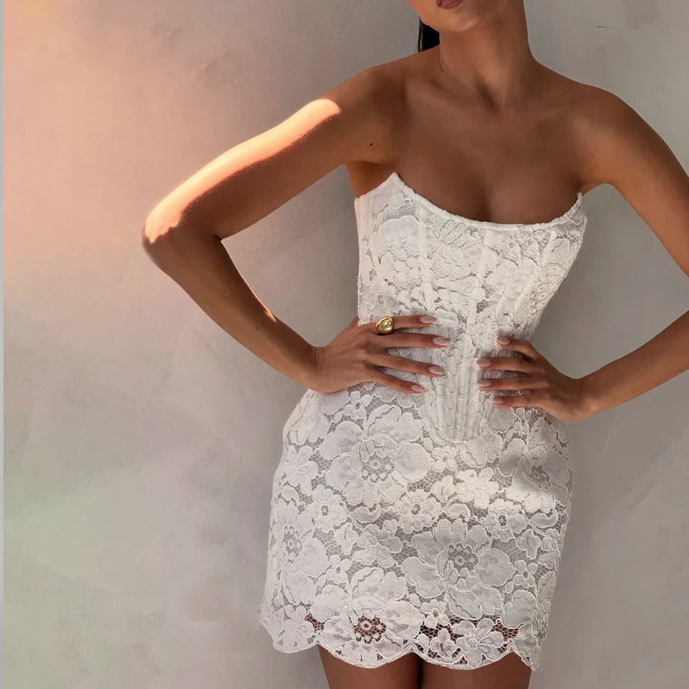 White Lace Mini Dress
