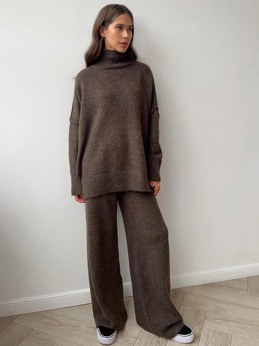 Cozy Knit Turtleneck Sweater Set