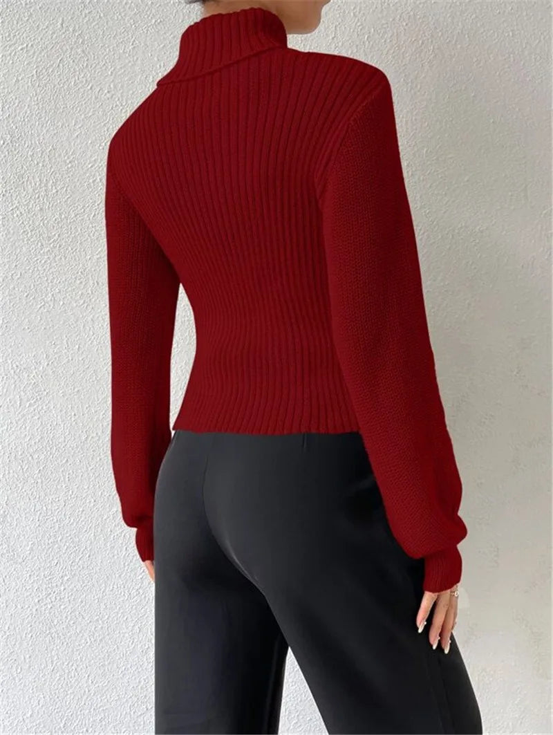 Cut-Out Turtleneck Sweater