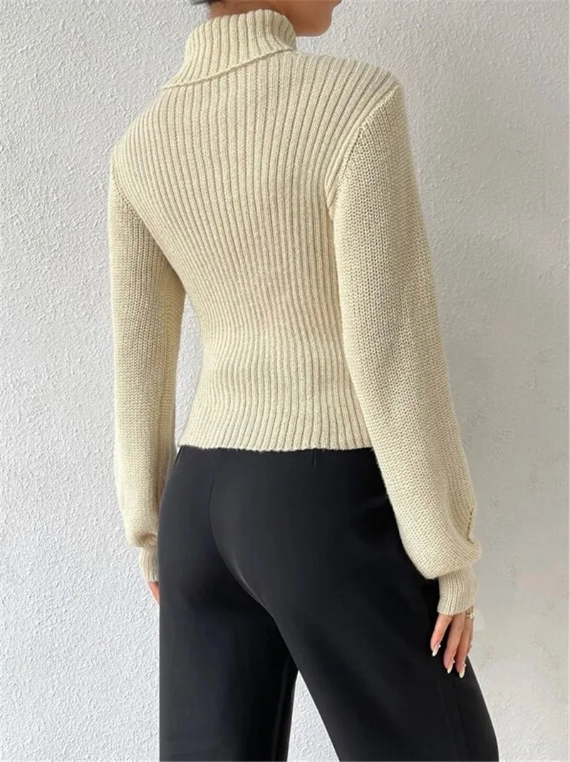 Cut-Out Turtleneck Sweater