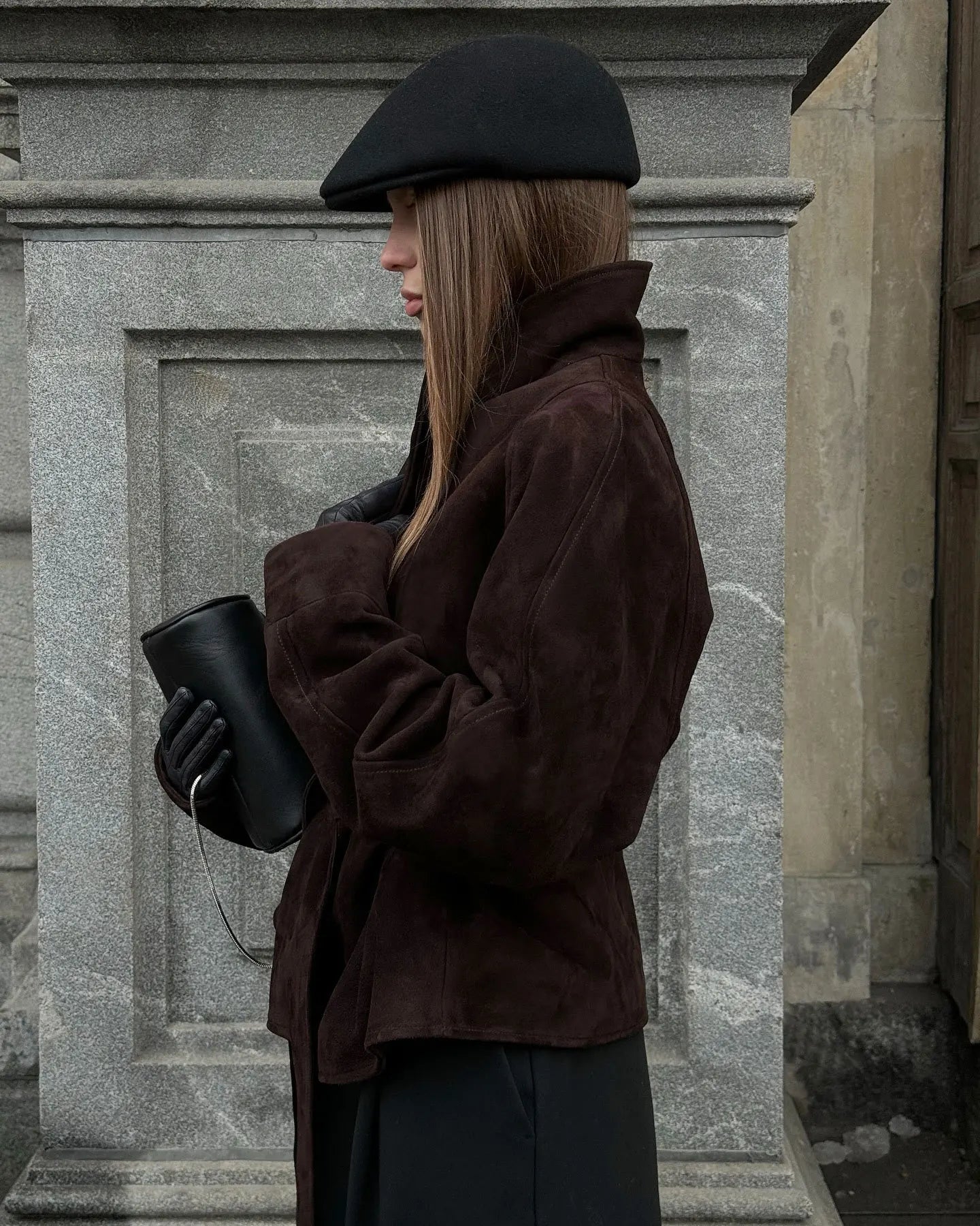 Chic Suede-Feel Belted Jacket