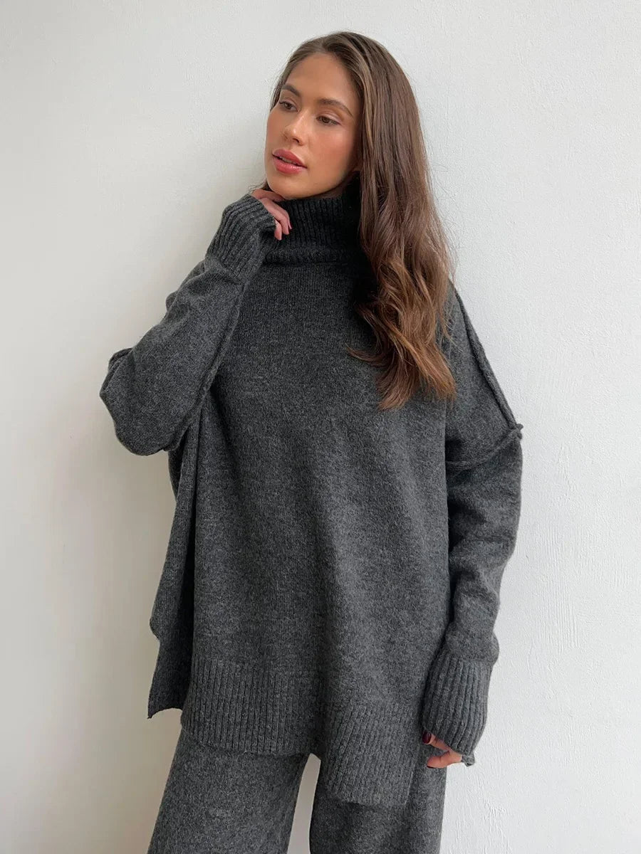 Cozy Knit Turtleneck Sweater Set
