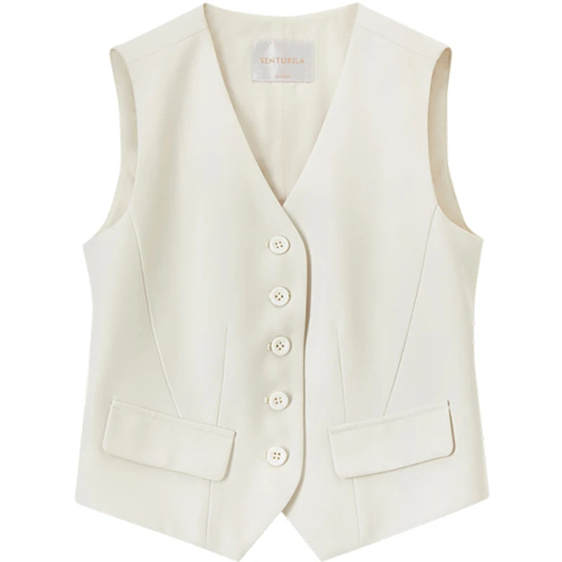 Tailored Elegance Suit Vest – Ivory