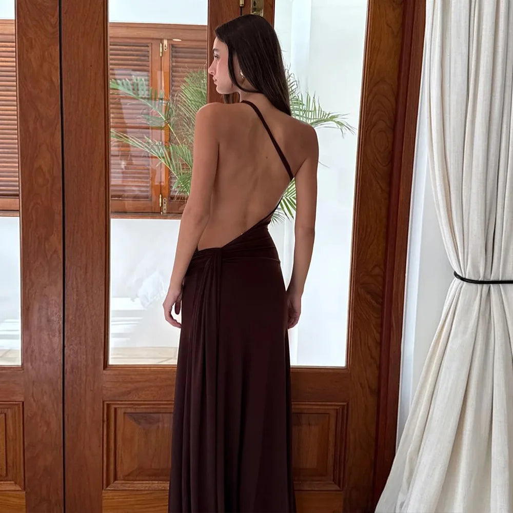 Backless One-Shoulder Maxi