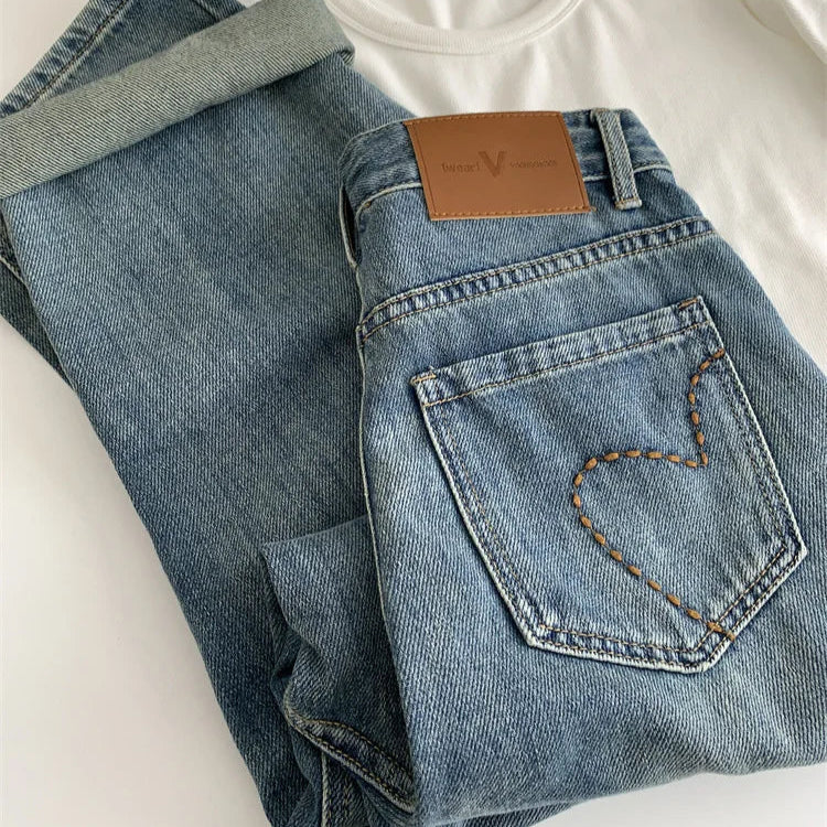 Heart-Stitch Boyfriend Jeans