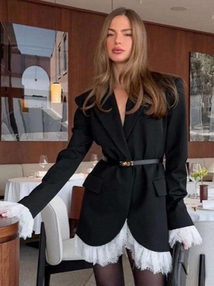 Lace-Trimmed Power Blazer – Elegance Meets Edge