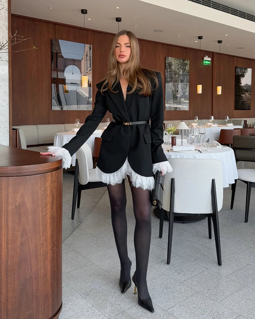 Lace-Trimmed Power Blazer – Elegance Meets Edge