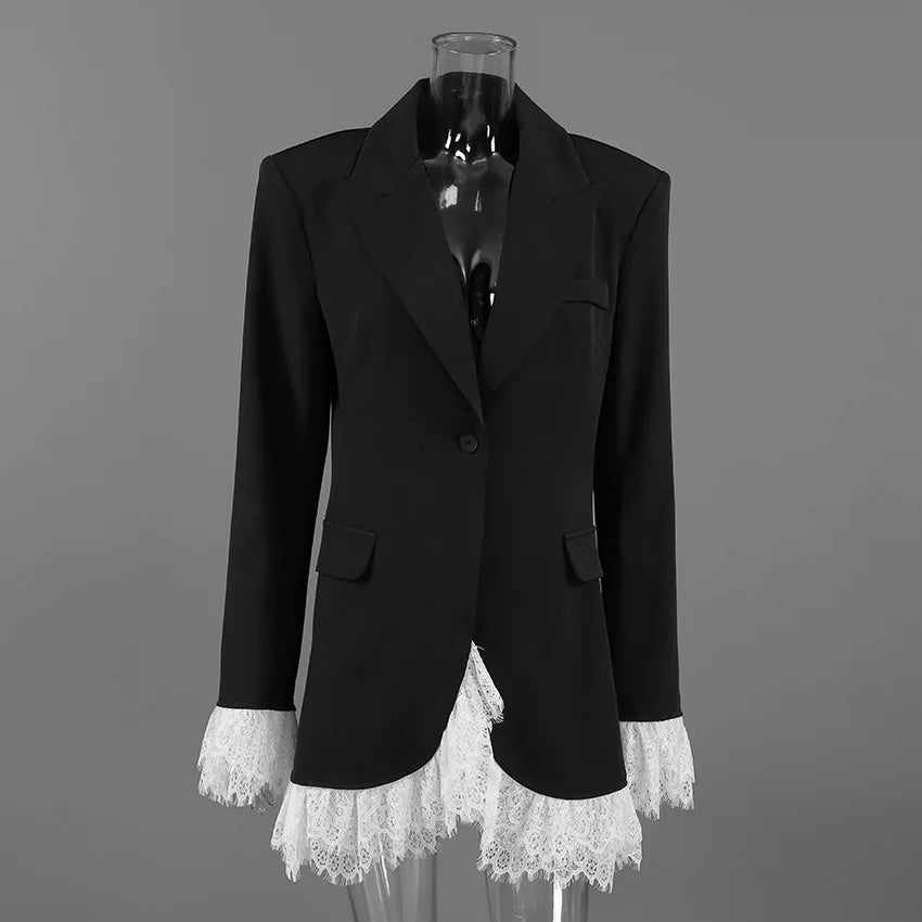 Lace-Trimmed Power Blazer – Elegance Meets Edge