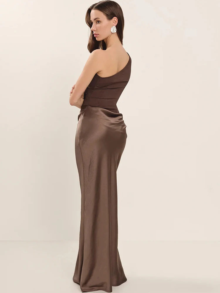 Ophelia One-Shoulder Satin Gown