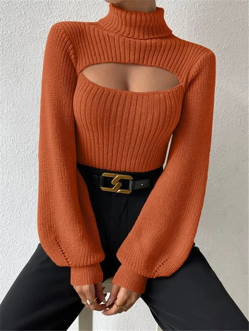 Cut-Out Turtleneck Sweater