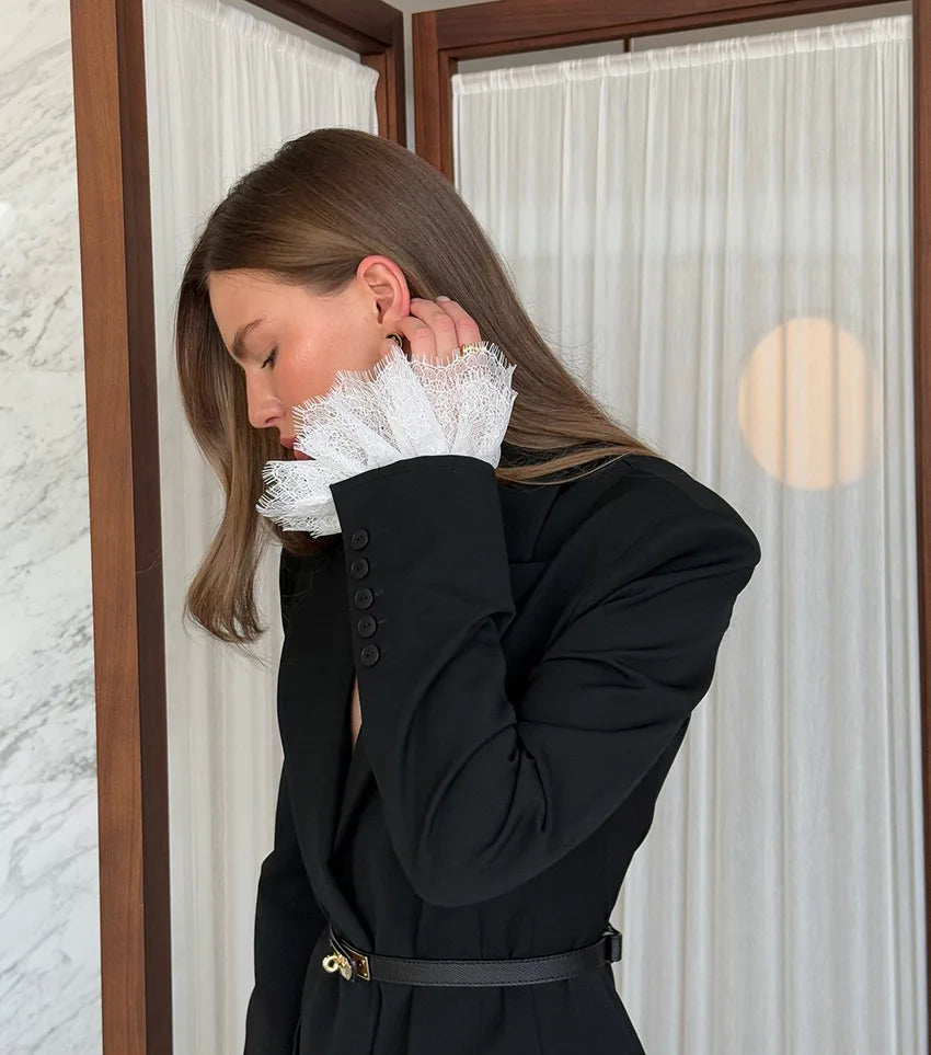 Lace-Trimmed Power Blazer – Elegance Meets Edge