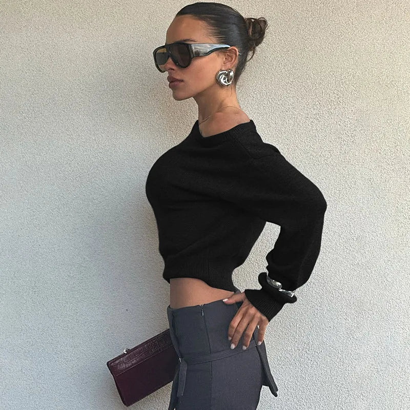 Effortlessly Chic Off-Shoulder Knit Sweater