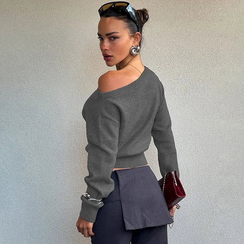 Effortlessly Chic Off-Shoulder Knit Sweater