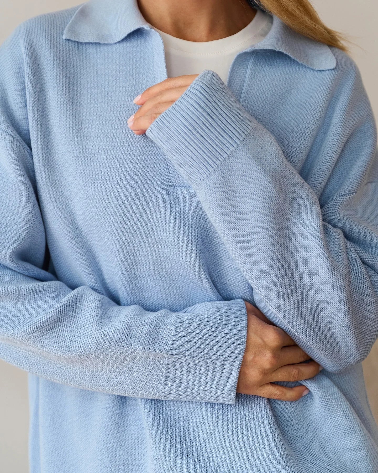 The Essential Luxe Knit Polo Sweater