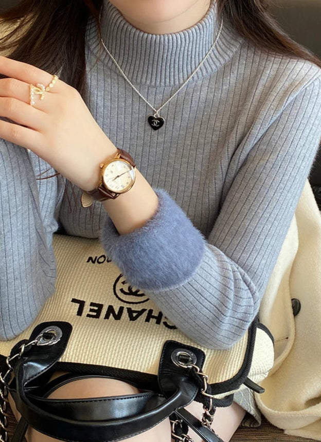 Cozy Velvet-Lined Turtleneck Sweater