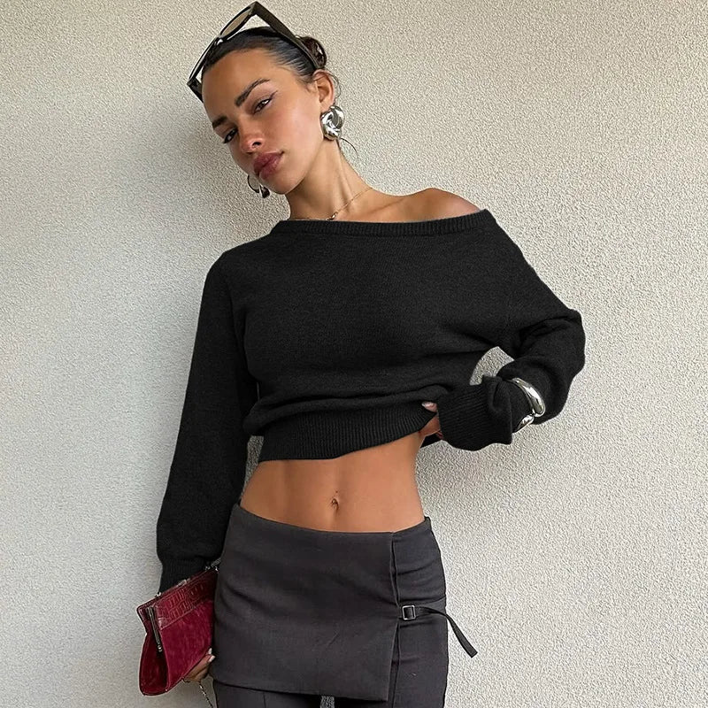 Effortlessly Chic Off-Shoulder Knit Sweater