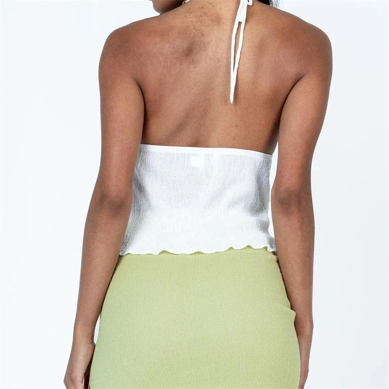 Front Tie Halter Crop Top