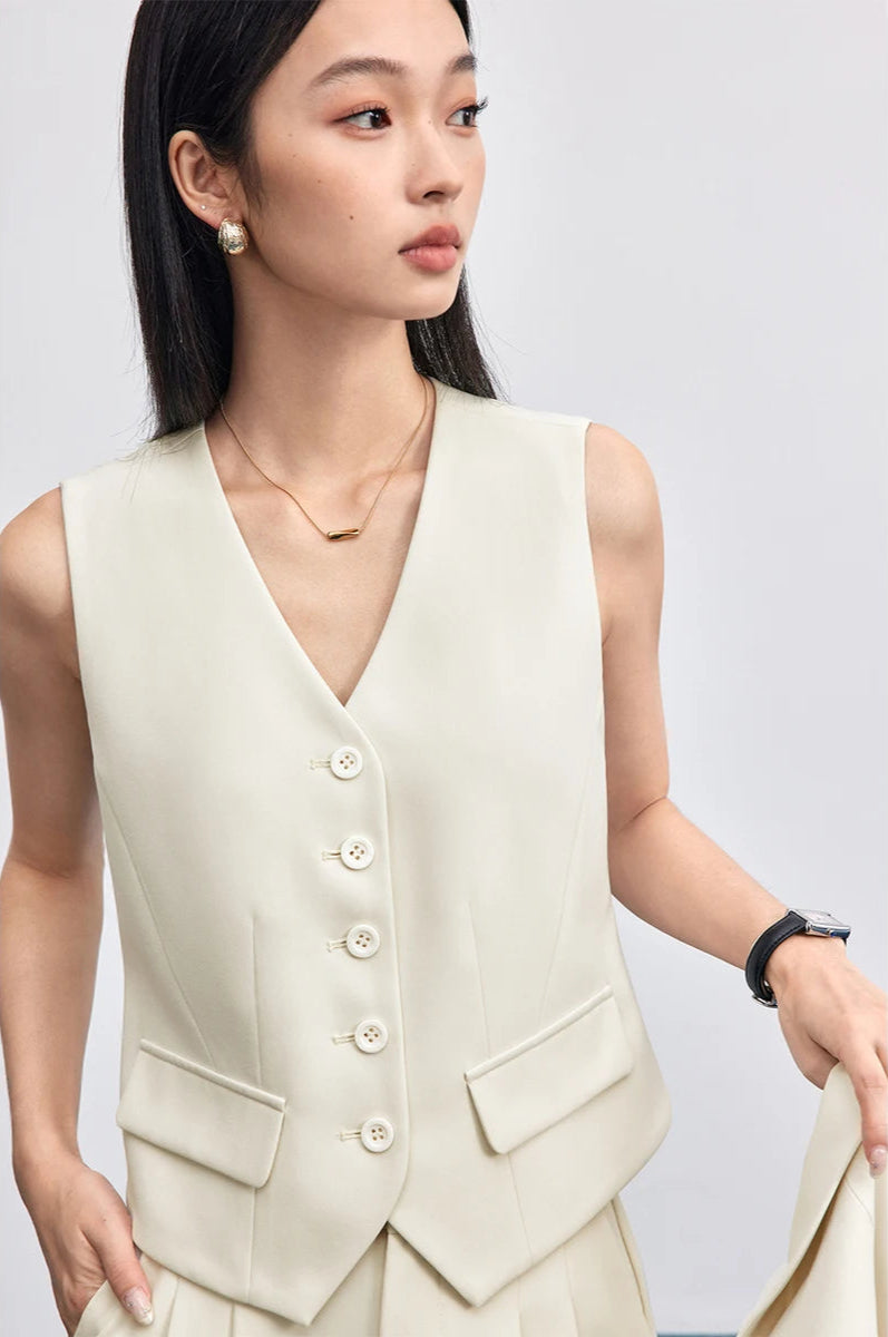 Tailored Elegance Suit Vest – Ivory