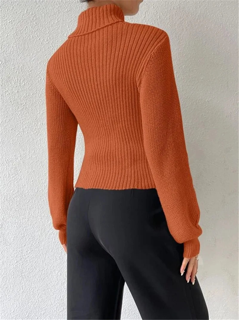 Cut-Out Turtleneck Sweater