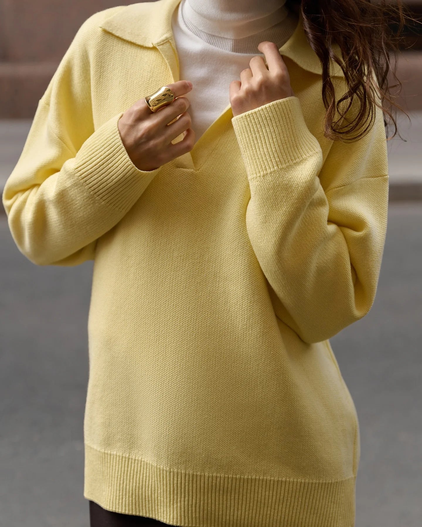 The Essential Luxe Knit Polo Sweater