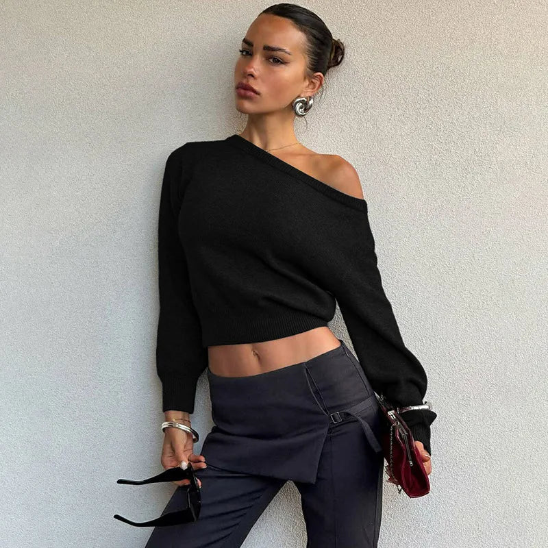 Effortlessly Chic Off-Shoulder Knit Sweater