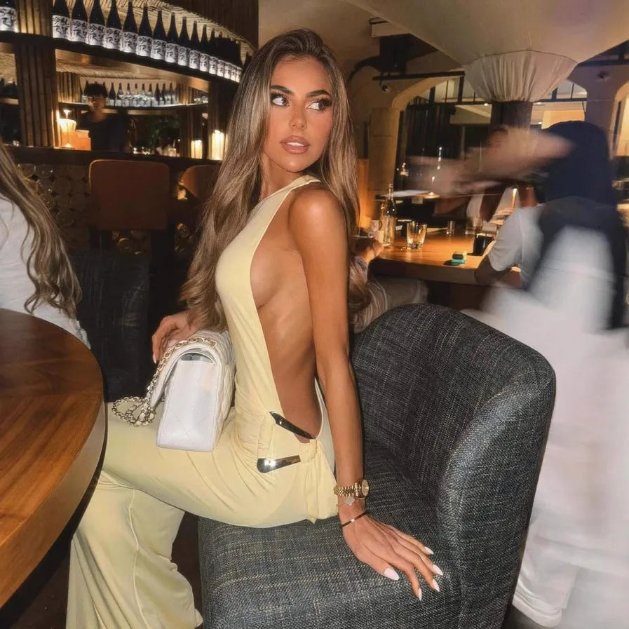 Backless One-Shoulder Maxi