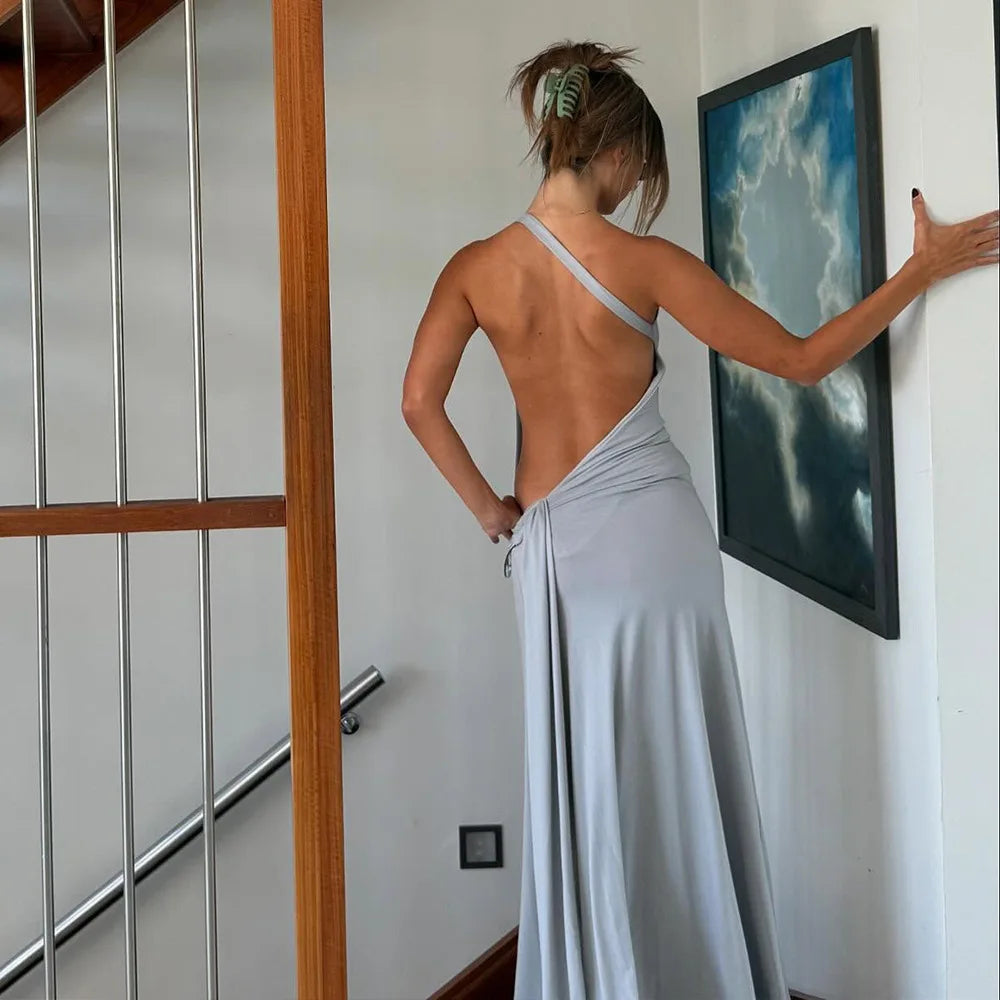 Backless One-Shoulder Maxi