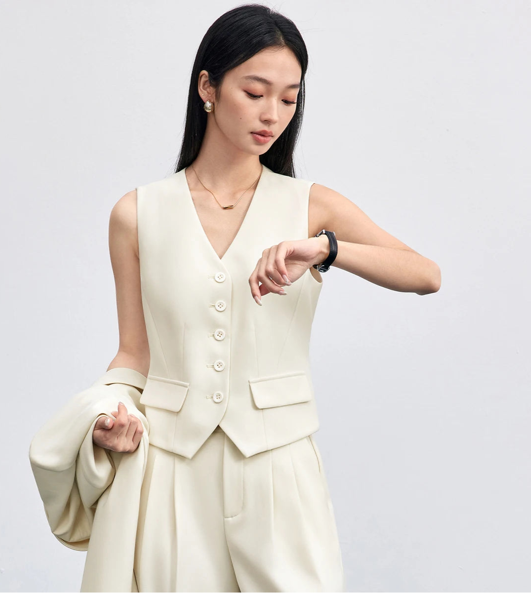 Tailored Elegance Suit Vest – Ivory