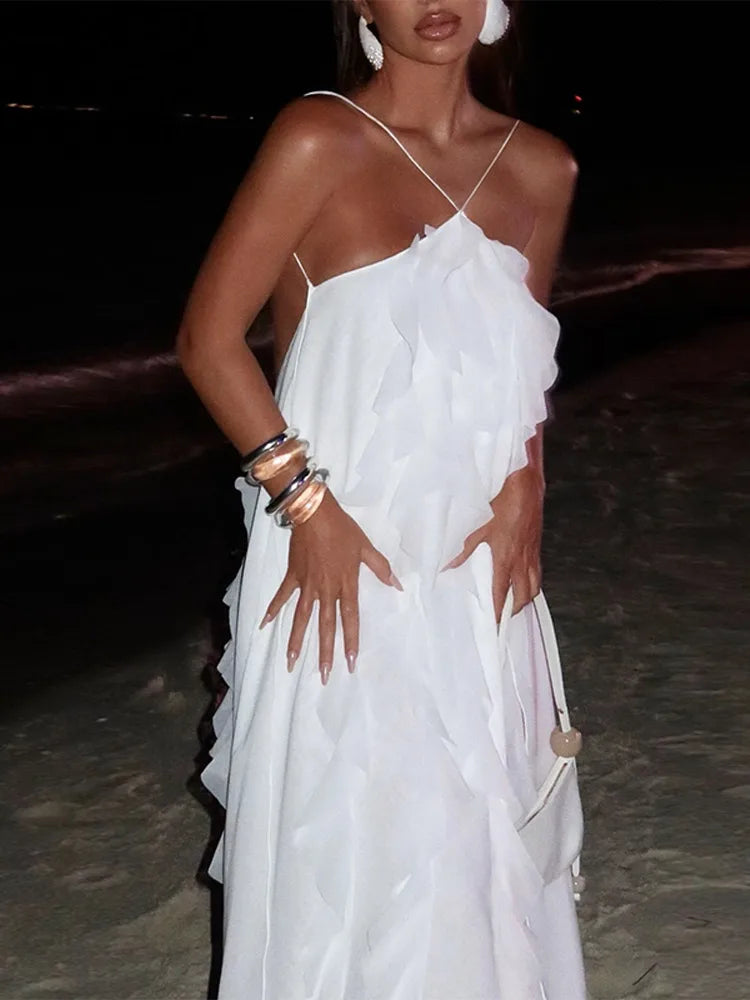 Ethereal Ruffle Backless Gown