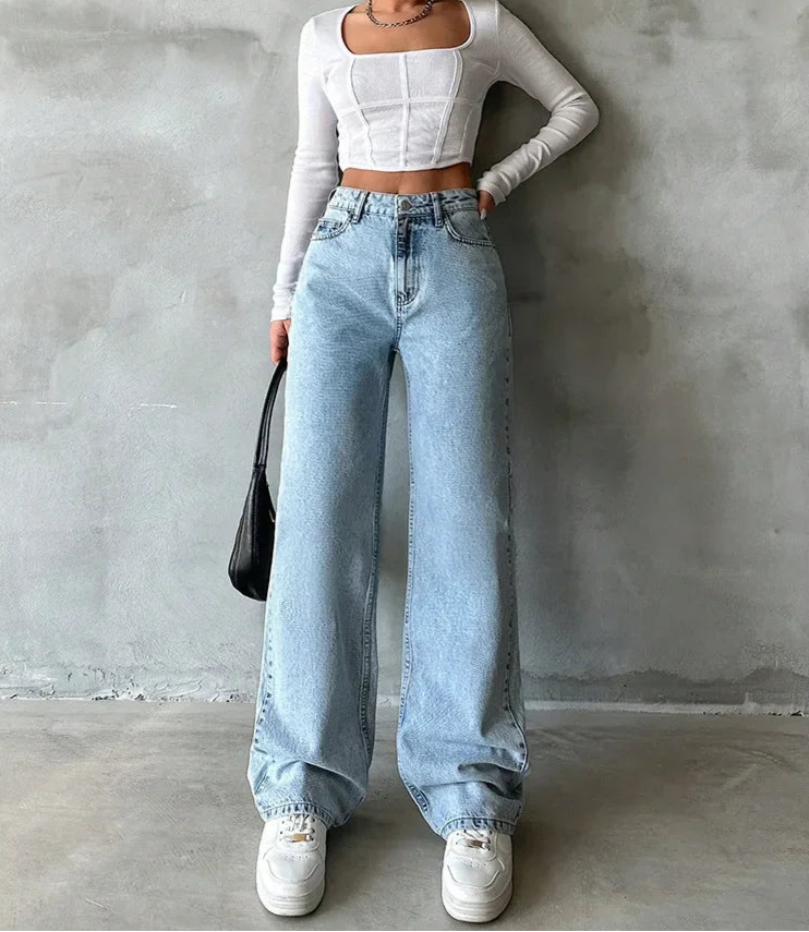 Wide Leg Denim Jeans