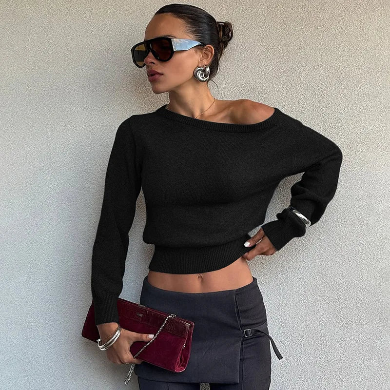 Effortlessly Chic Off-Shoulder Knit Sweater