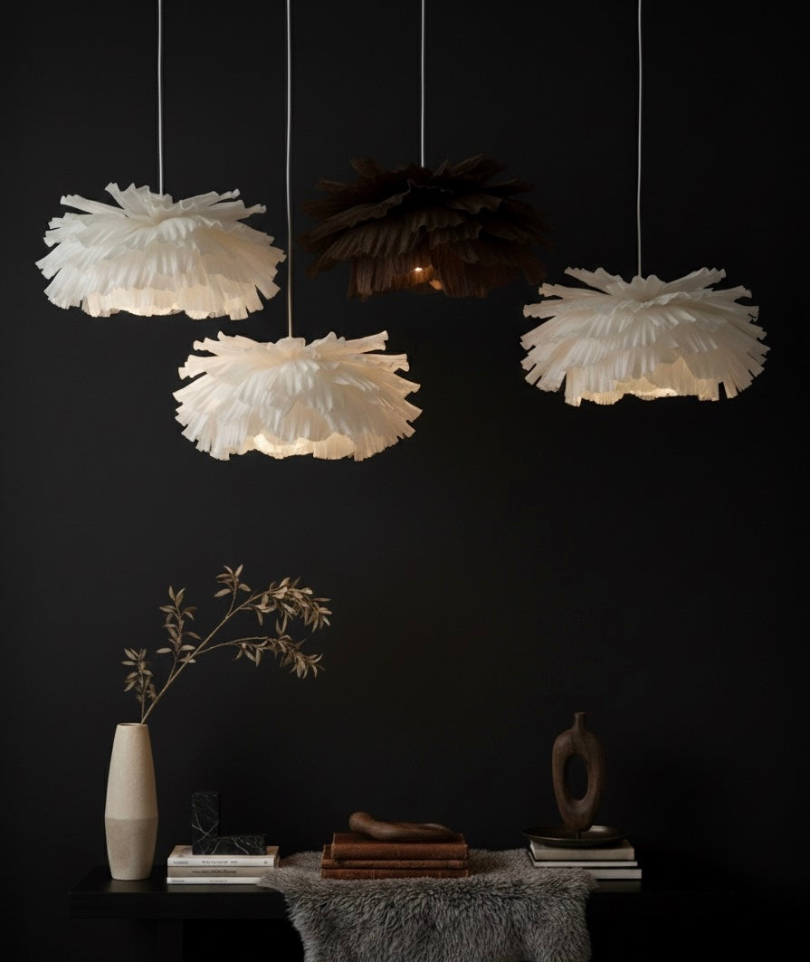 Luna – Håndlaget Papirlampe i Hvit | Japandi Design