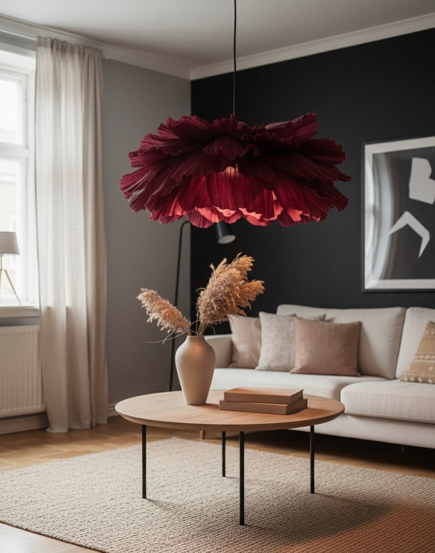 Ember – Håndlaget Papirlampe i Burgundy