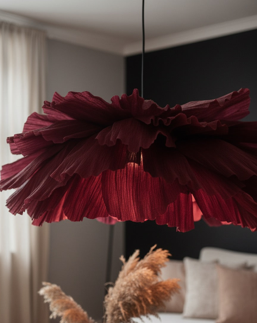 Ember – Håndlaget Papirlampe i Burgundy