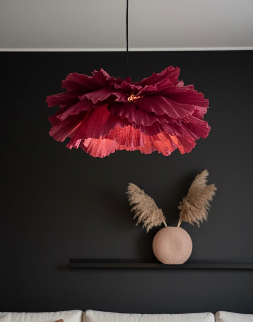 Ember – Håndlaget Papirlampe i Burgundy