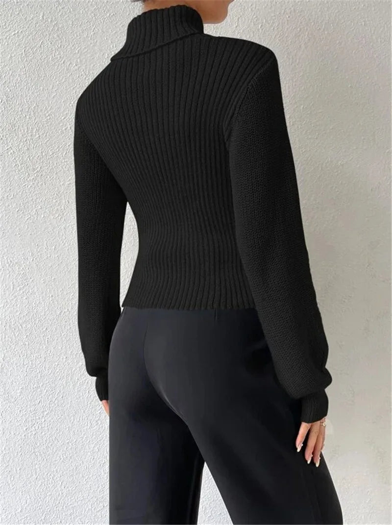 Cut-Out Turtleneck Sweater